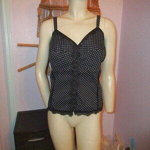 Torrid Polka Dot Corset Size 2X Bustier Lace Trim Whimsigoth Pin Up Mistress Y2K